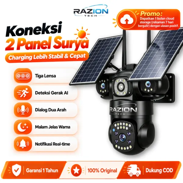 RZ380 CCTV Surya Outdoor Daya Tahan Baterai 14 Hari 10X Zoom Alarm Deteksi Manusia AI